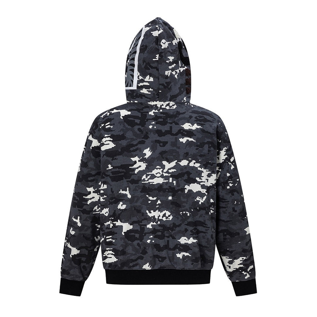 BAPE Shark Full Zip Snowflake Camo Hoodie (Charcoal & Black)